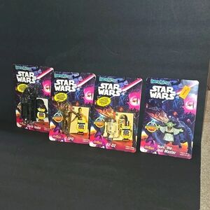 NEW 4 DIFFERENT STAR WARS BEND EMS DARTH, C-3PO, R2 & YODA SEALED IN PACKAGING